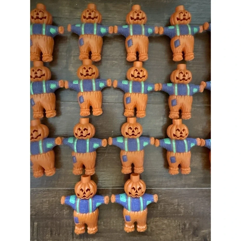 Halloween Blow Mold Plastic Pumpkin Scarecrow String Lights Lot Of 20 Vintage